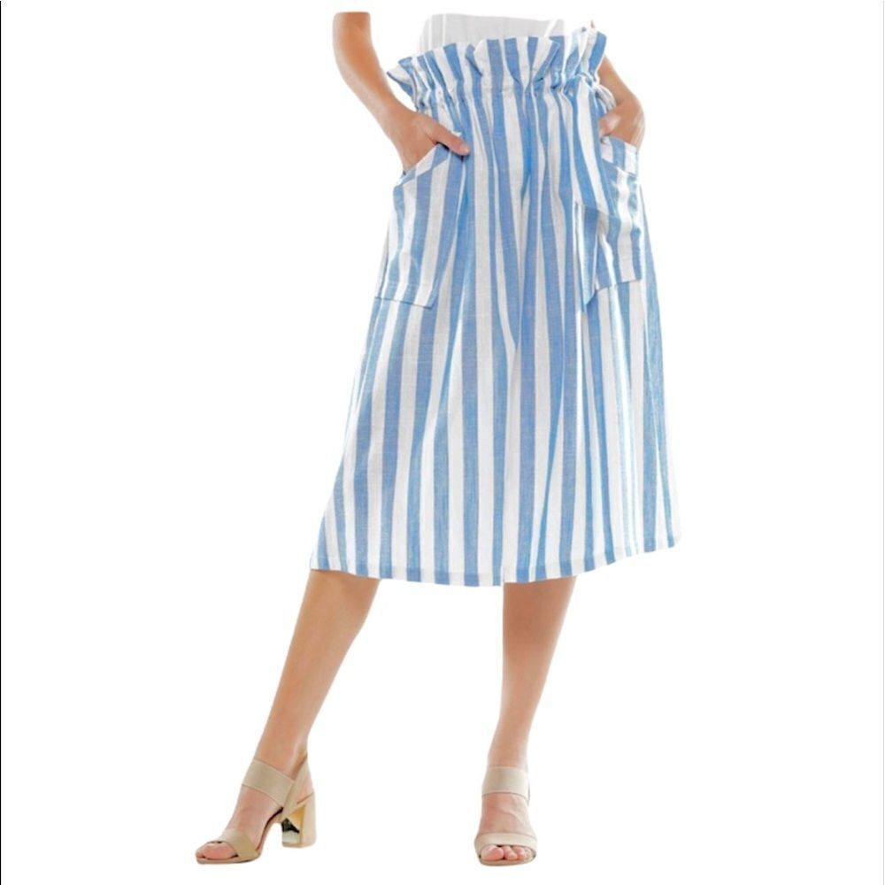 WHY Dress Linen Blend Drawstring Pockets Skirt